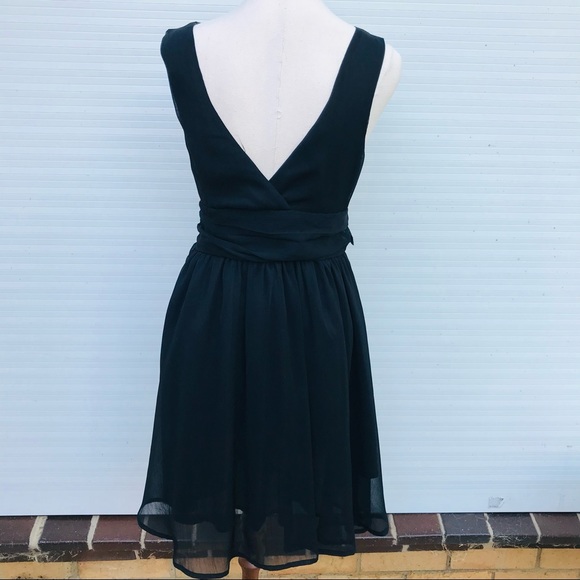 LUSHOUS Black Sheer Layered Fit Flare Dress Event Cocktail Party Size 8 - Picture 4 of 7